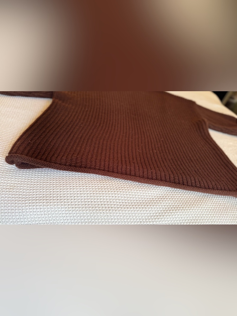 PETAL & PUP Remi Chocolate Brown Ribbed Mock Neck Sweater 1/2 Sleeve - Picture 6 of 14